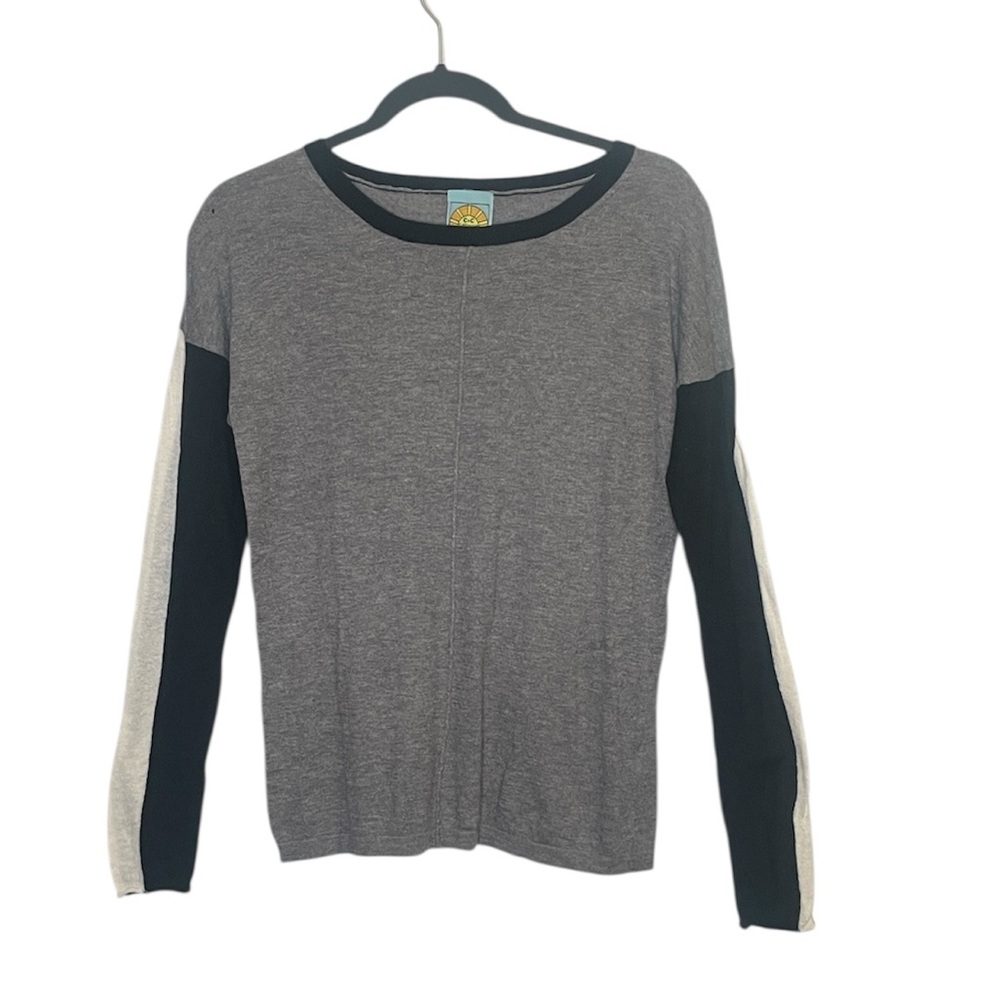 C&C CALIFORNIA WOMENS CASHMERE GRAY BLACK WHITE SWEATER SIZE SMALL